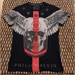 Philipp Plein Platinum Bedazzled Skull T-Shirt (M1)
